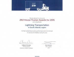 Zim 2015 House Trucker Award for South Atlantic Region